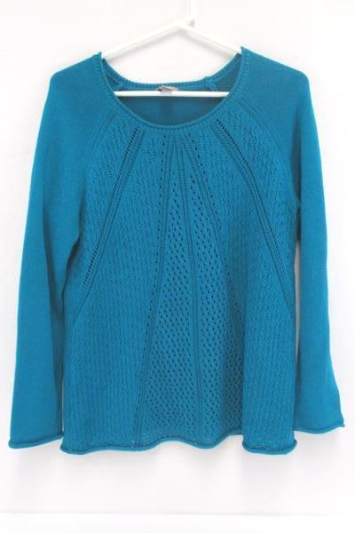 Stylish Outfit Skirt & Sweater Teal Green Blue Jaspal Skirt M Chico's Knit 1