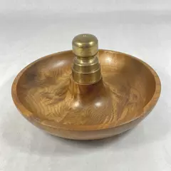 Oregon Myrtlewood Factory Myrtle Wood Nut Bowl With Brass Nutcracker Center