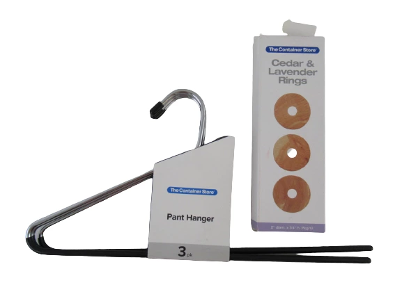 Lot of The Container Store Open End Pant Hangers and Cedar Lavender Rings NWT