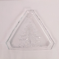 Mikasa Christmas Tree Cookie Platter Clear Glass Plate Triangular 10.25"