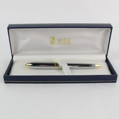 Bill Blass Chrome and Gold Tone Pen and Pencil Set in Box Missing the Pen