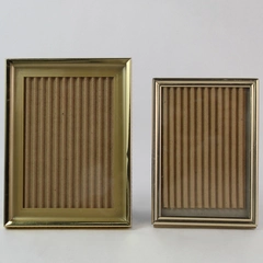 Lot of 2 Gold Tone Metal Standing Picture Photo Frames 5x7" and 6x8"