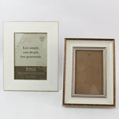 Lot of 2 White Wooden Standing Picture Photo Frames 5x7" and 4x6"