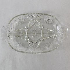 Vintage Anchor Hocking Crystal Prescut Star Of David Divided Relish Dish 9.5"