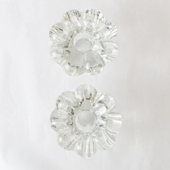 Pair of Heavy Glass Floral Shaped Taper Candle Holders 2 Inch