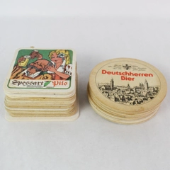 Lot of 38 Vintage German Beer Coasters Squares & Circles with Some Beer Stains
