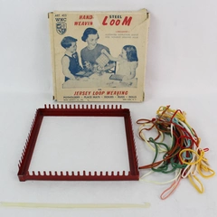 Vintage WNC Handicraft Steel Weaving Loom Original Box Loops Plastic Hook