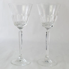 Lot of 2 Elegant Clear Glass Thumb Print Stem Cordial Glasses 8" Tall