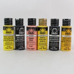 Lot of 6 FolkArt Multi-Surface Acrylic and Enamel Paint Multiple Colors 2 fl oz