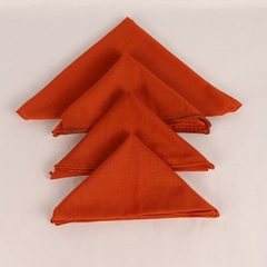 Lot of 4 Orange Woven Cloth Napkins Handkerchiefs 19" Solid Pattern