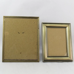Lot of 2 Gold Tone Metal Desk Photo Picture Frames 5x7" and 8X10" Home Decor