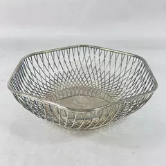 Vintage 9 Inch Silver Plate Octagon Wire Basket