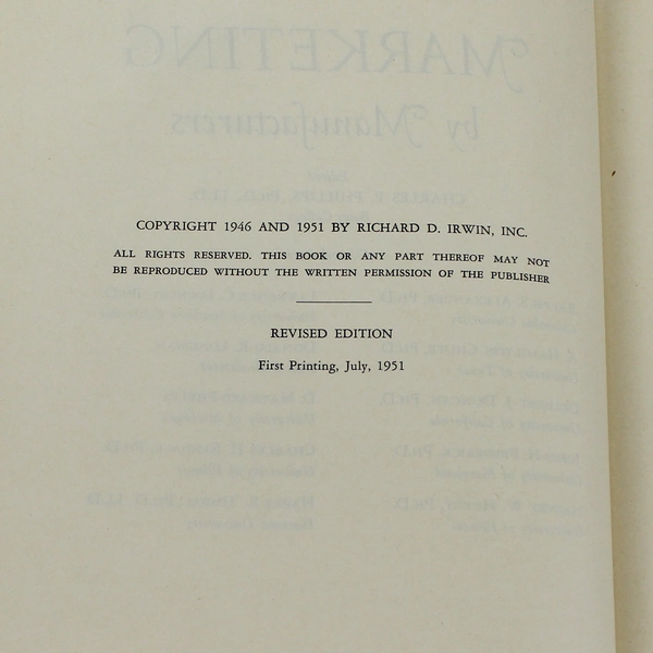 Marketing By Manufacturers by Charles F Phillips Revised Edition 1951 HC