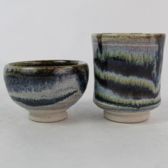Lot of 2 Whitefish Pottery Hand-Painted Vase & Bowl - 2.25" & 1.5"