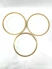 Set Of 3 Vtg Thomas Bavaria L & G Gump White Porcelain Dinner Plates Gold Trim