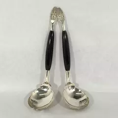 Vintage Sterling Silver 2-Piece Ladle Set Black Handle With Filigree Tip