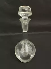 Vintage Glass Bulb Bottom Decanter With Heavy Glass Stopper
