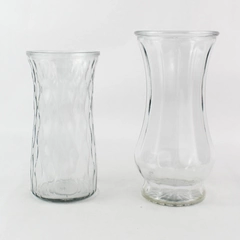 Lot of 2 Vintage Clear Glass Flower Vases For Centerpieces 8.5" and 9.75"