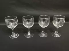 Lot of 4 Crystal Clear White Wine Glasses 5" Tall Drinkware Barware