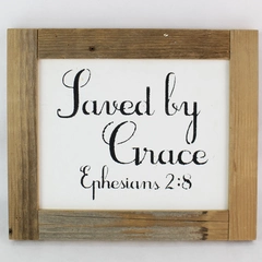 Art Alternatives Rustic Wood Framed Saved by Grace Ephesians 2:8 Wall Hanging