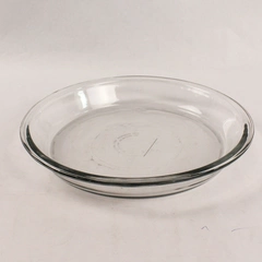 Clear Pressed Glass Round 9 Inch Pie Plate Dish 23 Cm .75 Quart 75 mL