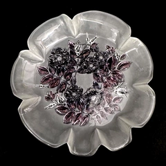 Mikasa Walther Glas 13" Frosted Coupe Bowl Rosella Pattern with Roses