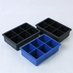 Lot of 3 M Gastro Silicone Ice Cube Trays 6 Cubes Each Easy Release Black Blue 