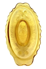 Vintage Imperial Glass Kate Claxton Amber Pickle Dish Loves Request 9.25"