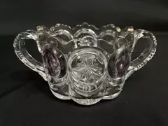 Vintage EAPG Glass Sugar Bowl Knobby Moon & Stars Purple Accents