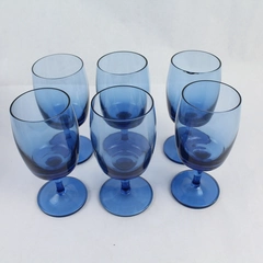 Lot of 6 Cobalt Blue Water Glasses 5.25" Tall Kitchen Drinkware Home Decor