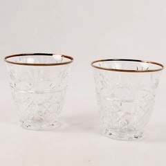 Set of 2 Cristal D'Arques Gold Rimmed Crystal Rocks Glasses Pre-owned