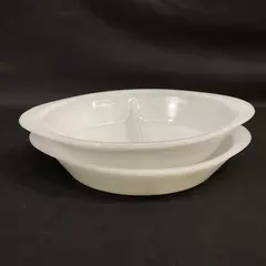 Lot of 2 White Glasbake Divided Casserole Dishes J2352