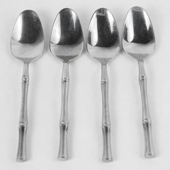Set of 4 SCC Stainless Steel Japan Cane Bamboo Teaspoons