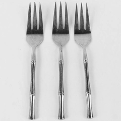 Set of 3 SCC Stainless Steel Japan Cane Bamboo Cocktail Forks