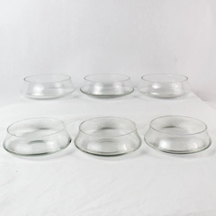 Set of 6 Short Clear Wide Mouth Bowls 6"