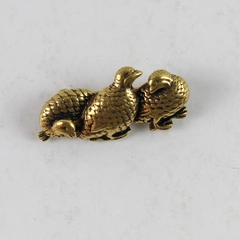 Metropolitan Museum Of Art Menuki Inspired 24 K gold Plated Quail Brooch Pin