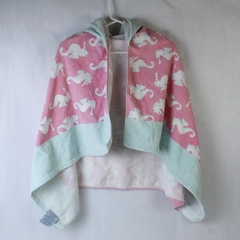 Pottery Barn Kids Hooded Bath Towel Pink Blue Seahorses Bathroom Decor