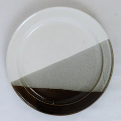 Atelier Apollo Stone Platter Brown Gray White 12.5 Inch Round Plate