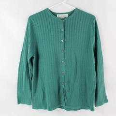 Appleseed's Button-Up Turquoise Sweater Women's Size Large Acrylic Blend Knit 