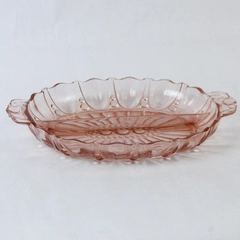 Vintage Anchor Hocking 2 Section Oyster And Pearl Divided Relish Dish Pink