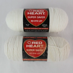 Lot of 2 Vintage Coats & Clark Red Heart Classic Acrylic Yarn Skeins White