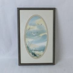 Framed Art Print Ocean Coastal Scene with Seagulls Home Decor 17"x11"
