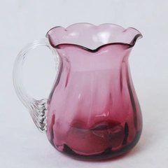Vintage Unbranded Cranberry Glass Miniature Pitcher 3.5 Inches Home Decor