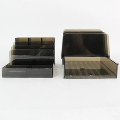 Lot of 2 Clear Plastic Desk File and Stationary Organizers