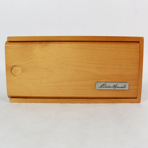 Eddie Bauer Wooden Watch Box Stash Trinket Container 6.5"