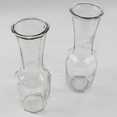 Lot of 2 Vintage Clear Glass Vases 9" Tall for Home Décor Arrangement