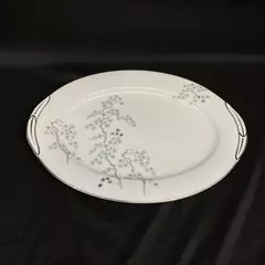 Vtg Noritake Pineville 16.5 Inch Platter White Platinum Trim Pine Branches 5854