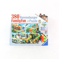 Ravensburger Family Fun 380 Pc Puzzle Wild Animal Park 3 Sizes of Pieces! Used