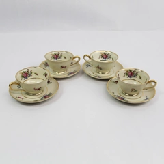 Lot of 4 Vtg Tirschenreuth The Queen's Rose Demitasse Cup & Saucer Sets 4116
