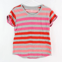 A New Approach Gray Red and Pink Striped T-Shirt Women's Size Medium